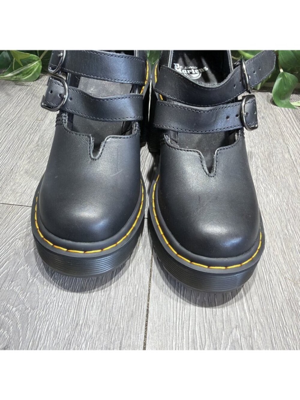 Dr. Martens Eviee Sendal Sendal Black Leather Heeled Mary Jane Shoes Women's 5 - Picture 3 of 10